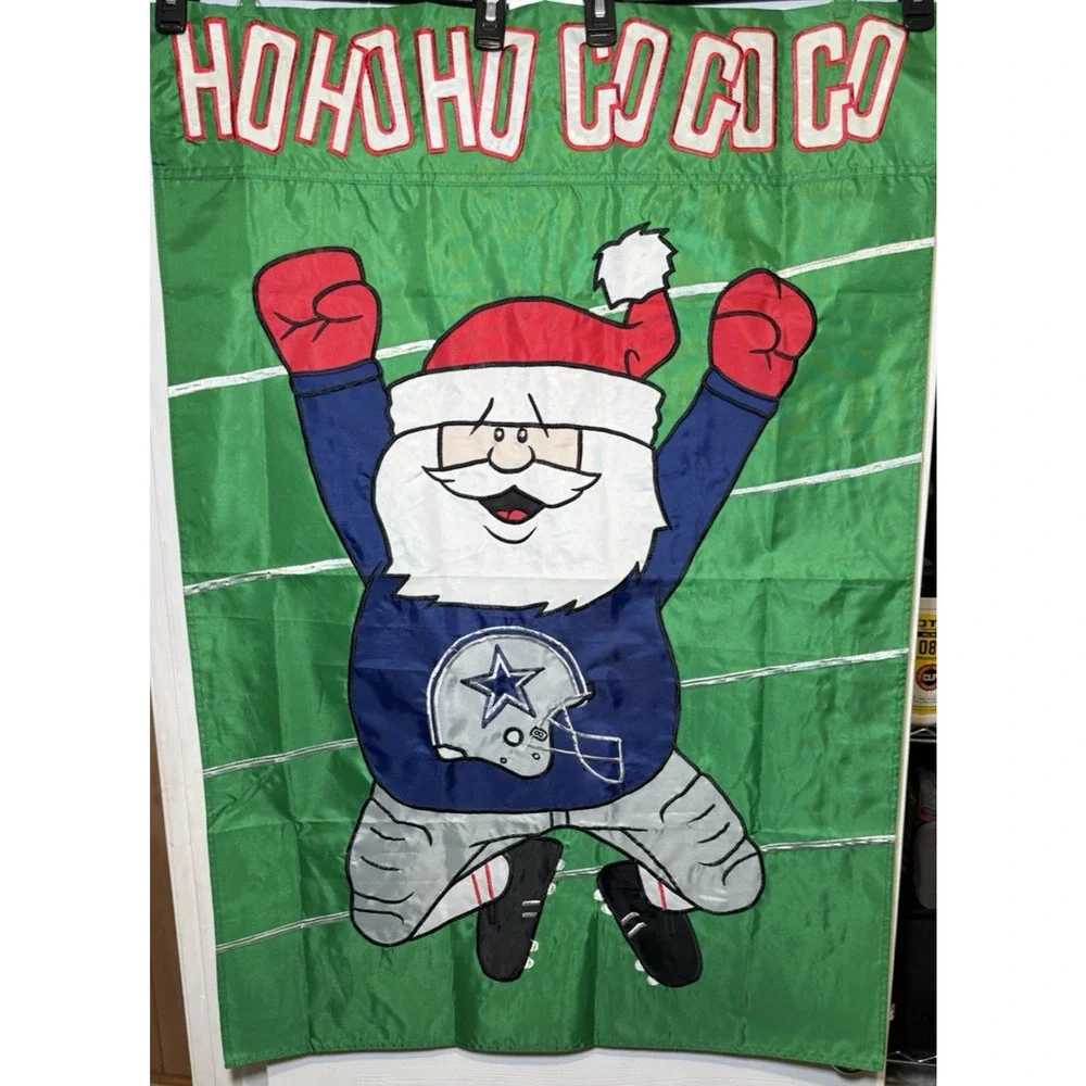 Dallas Cowboys Santa Claus Ho Ho Ho Go Go Go Flag-27.5 x40 in